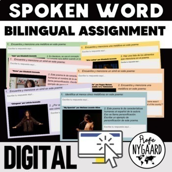 Preview of Spoken Word Bilingual Assignment: digital poem analysis for heritage speakers