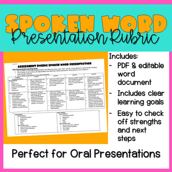 Preview of Spoken Word Presentation Rubric (Middle School)