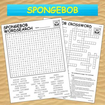 SpongeBob SquarePants Crossword Word Search Combo TpT