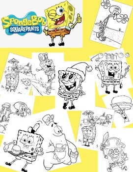 Spongebob Squarepants Coloring Book: coloring pictures for kids and adults  with all favorite Spongebob Squarepants characters. Good for children of al  (Paperback)