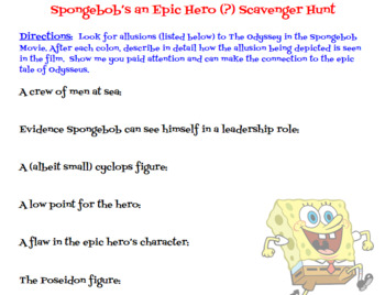 Preview of Spongebob's an Epic Hero?