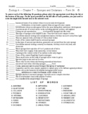 Sponges and Cnidarians - High School Zoology - Matching Worksheet - Form 3