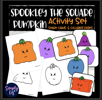 Preview of Spookley The Square Pumpkin- Shape Cards Matching & Coloring Pages