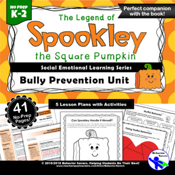 Preview of Spookley the Square Pumpkin: Bully Prevention Unit-Kindergarten-2nd Grade