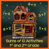 Halloween Math Addition Activities - Find Sums of 10 - Mat