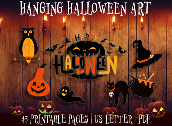 Preview of Spooktacular Halloween Craft: 45 High-Res Printable Hanging Decorations