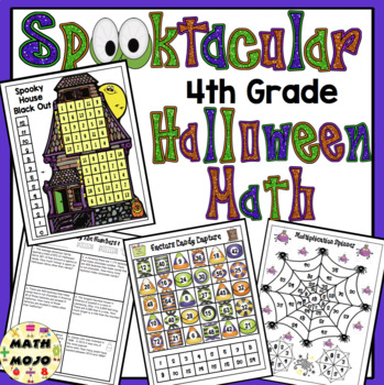 Preview of 4th Grade Halloween Math Activities - 4th Grade Math Games and Centers