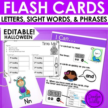 Preview of Halloween Sight Words Flash Cards, Alphabet Flash Cards & Fluency Sentences