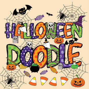 Preview of Spooky Alphabet doodle letters and number clipart