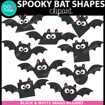 Preview of Spooky Bat 2D Shapes Clipart | Halloween Clipart | Bat Clipart | Spooky Clipart