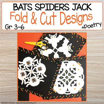 Preview of Paper Snowflake Craft | Bat | Spider | Pumpkin | Fold & Cut Template PLUS Poetry