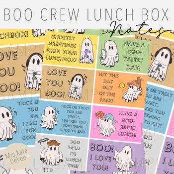 Preview of Spooky Halloween Ghost Boo Crew Lunch Box Notes