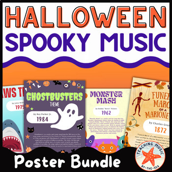 Preview of Spooky Halloween Music Posters | Fall Music Classroom Decor Bulletin Board