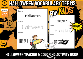 Preview of Spooky Halloween Vocabulary Tracing Book,Back to School Activity