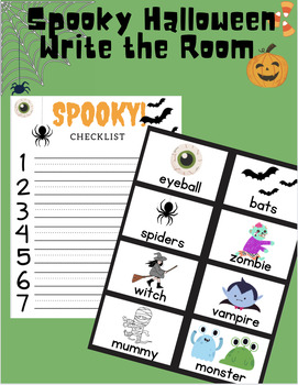 Preview of Spooky Halloween Write the Room- Active Learning, Writing Practice, Seasonal