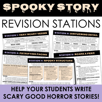 Preview of Spooky/Horror Story Revision Stations: Pacing, Sensory Details, Structure & More