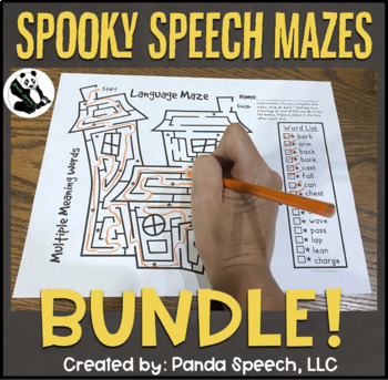 Preview of Spooky Language Articulation Mazes BUNDLE: A Speech Therapy Activity