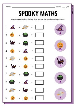 Preview of Spooky Math - Grade 3 - Halloween Math Worksheet