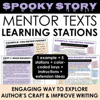 Preview of Spooky Mentor Text Stations: Study Author's Craft with YA Horror Excerpts