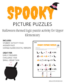 Preview of Spooky Picture Puzzles - Halloween themed logic puzzles for upper elementary