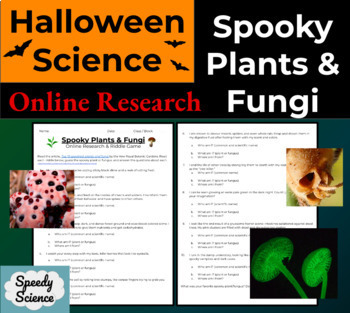 Preview of Spooky Plants Fungi Online Research Riddle Game - Halloween Science