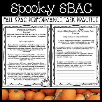 Preview of Fall Themed SBAC Performance Task Practice (Spooky SBAC)