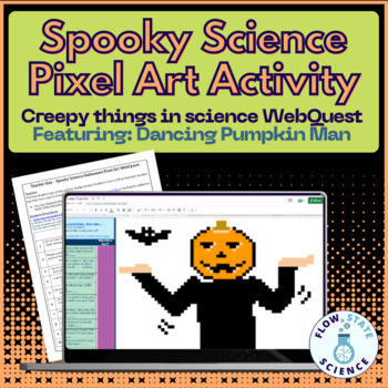 Preview of Spooky Science Halloween Self-Checking Pixel Art Activity | Dancing Pumpkin Man