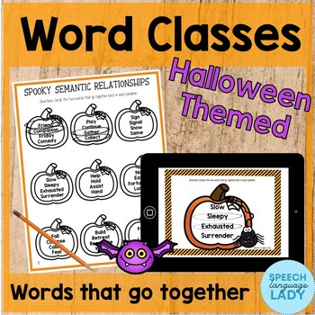 Preview of Identifying and Stating Word Relationships | Halloween Worksheets & BOOM Cards