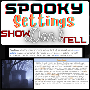Preview of Spooky Settings Show Don't Tell Creative Writing