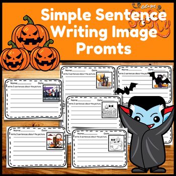 Preview of Spooky Simple Sentence Writing Picture Prompts  | Halloween Writing