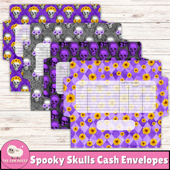 Preview of Spooky Skulls Cash Envelopes | DIY Money Envelopes Printable Budget Tracker