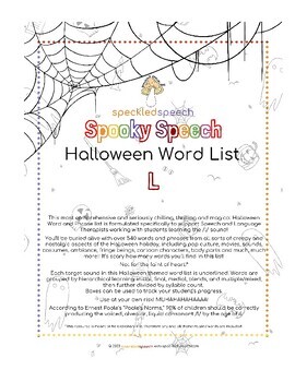 Preview of Spooky Speech - L - HALLOWEEN Word List