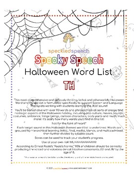 Preview of Spooky Speech - TH - Halloween Word List