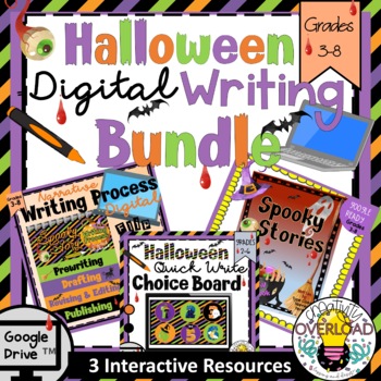 Preview of Spooky Story Digital Writing BUNDLE | Student Digital Writing Notebook & More