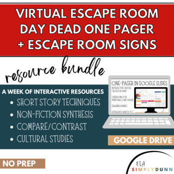 Preview of Spooky Story Escape Room + Day of the Dead One Pager BUNDLE