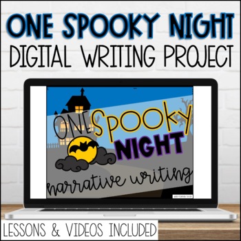 Preview of Digital Spooky Story Google Slides Narrative Writing Prompt and Videos