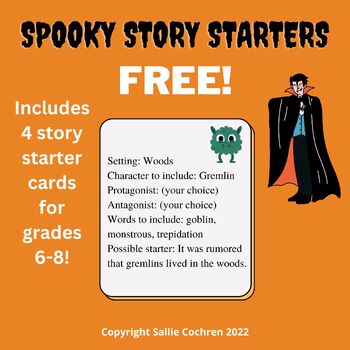 Preview of Spooky Story Starter Cards for Grades 6-8
