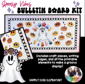 Preview of Spooky Vibes | Groovy Ghost | Retro Bulletin Board Kit