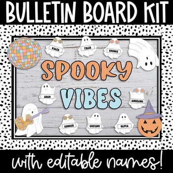 Preview of Spooky Vibes Retro Halloween Bulletin Board Kit