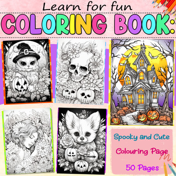 Spooky and Cute Colouring Page by Learn for funn | TPT