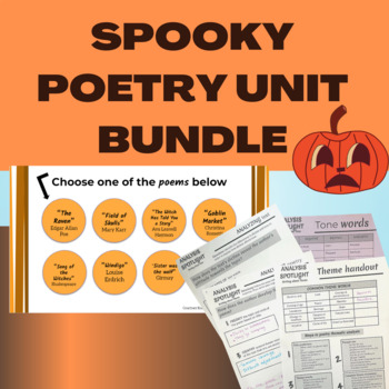 Preview of Spooky poetry analysis BUNDLE - theme, tone, diction