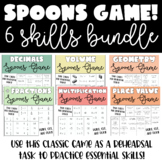 Spoons Game BUNDLE | Place Value, Multiplication, Geometry