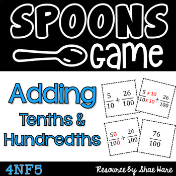 Preview of Spoons Game {Math} Fractions - Adding Tenths and Hundredths