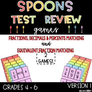 Preview of Spoons Test Review Game--Fractions, Decimals and Percents & Equivalent Fractions