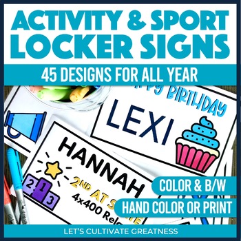 Preview of Sport Activity School Spirit Locker Signs - Student Council Leadership Project