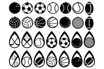 Sport Ball Earring Svg Files Sport Earrings Svg Bundle By Doodle Cloud Studio