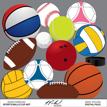 Preview of Sport Balls Digital Clip Art