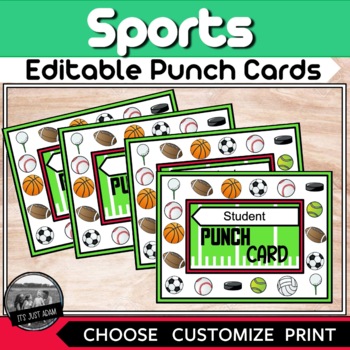 Preview of Sport Punch Cards ll Editable Sports Punch Card Reward System II PE