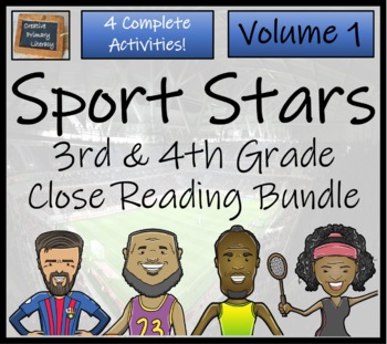Preview of Sport Stars Volume 1 Close Reading Comprehension Bundle | 3rd Grade & 4th Grade