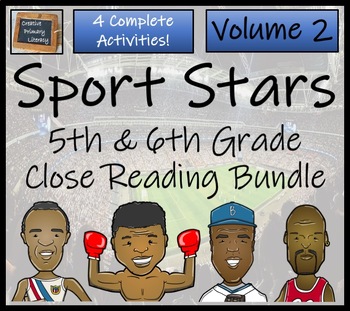 Preview of Sport Stars Volume 2 Close Reading Comprehension Bundle | 5th Grade & 6th Grade